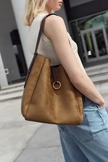 Zara Большая сумка-мешок с металлическим кольцом