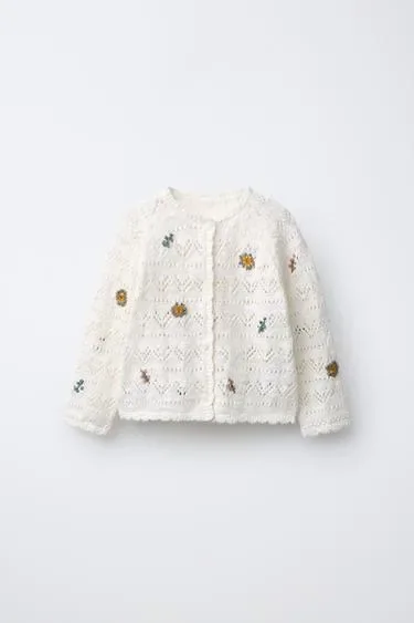 Zara Вязаный кардиган с вышивкой в виде цветов купить с доставкой.