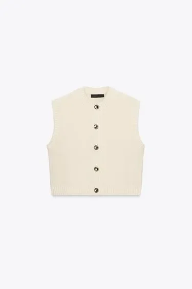 Zara Трикотажный жилет с золотыми пуговицами
