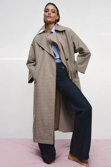 Тренч оверсайз в клетку — коллекция ZARA «ZW»