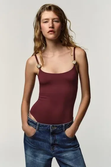 Zara Боди из полиамида с металлической деталью