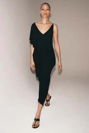 Асимметричное платье миди — коллекция ZARA «ZW»