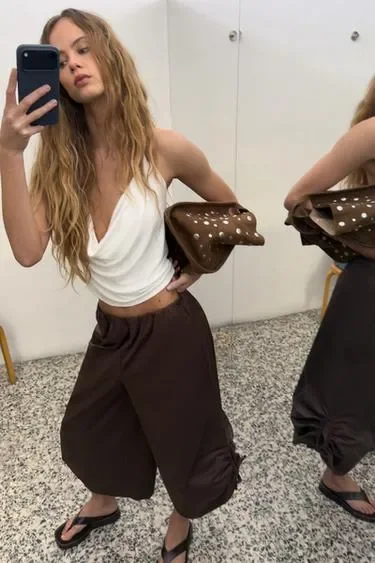 Zara Брюки кюлоты с регулируемым низом