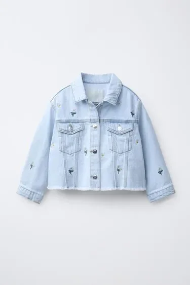 Zara Джинсовая куртка с вышивкой «ромашки» купить с доставкой.