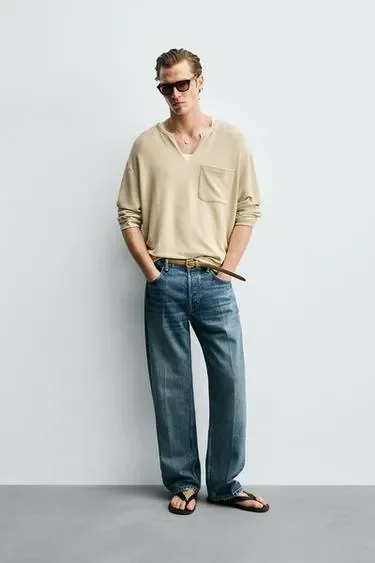 Zara Футболка-поло из рельефной ткани купить с доставкой.