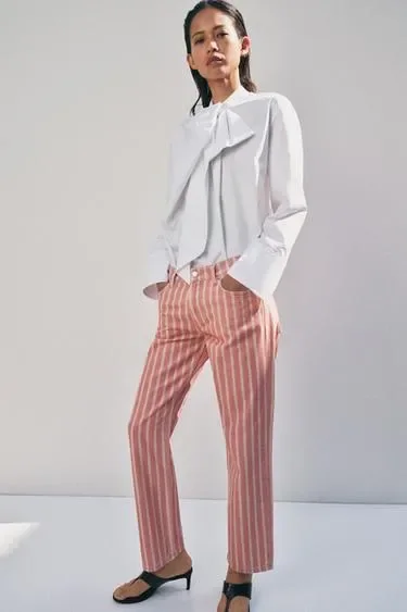Zara Джинсы  со средней посадкой и полосками — коллекция ZARA «ZW»