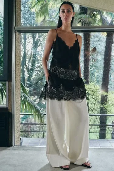 Длинный кружевной топ — коллекция ZARA «ZW»