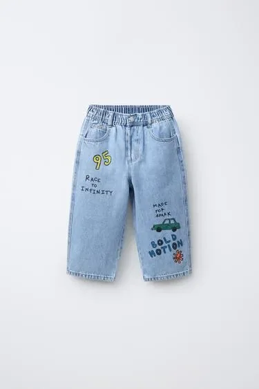 Zara Джинсы TAPERED с принтом