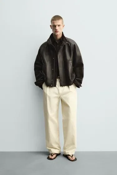 Zara Кожаный бомбер