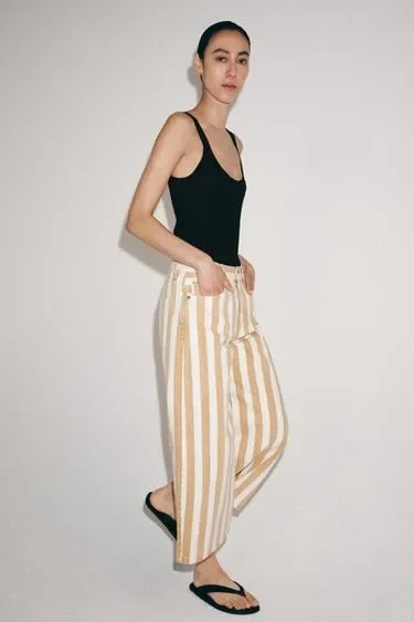 Джинсы кюлоты в полоску со средней посадкой — коллекция Zara «Zw»- Заказать в России