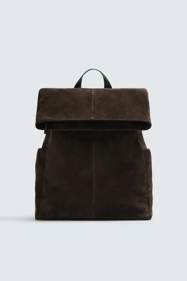 Zara Рюкзак из кожи с клапаном