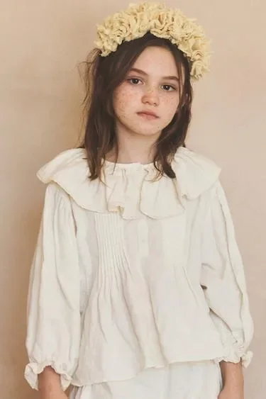 Блуза из льна и хлопка с кружевными складками ограниченной серии (6-10 лет)