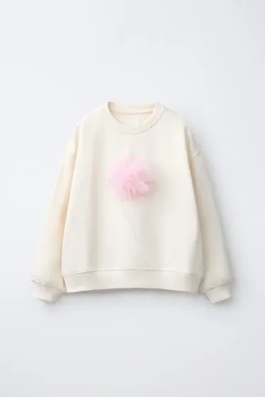 Zara Толстовка с 3D цветком из фатина