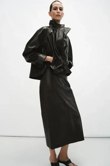 Zara Юбка миди из 100% кожи — коллекция ZARA «ZW»