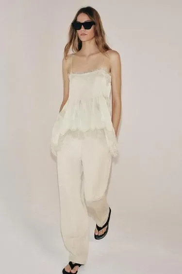 Топ в бельевом стиле с кружевом — коллекция ZARA «ZW»