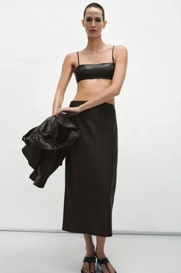 Укороченный топ из 100% кожи — коллекция ZARA «ZW»