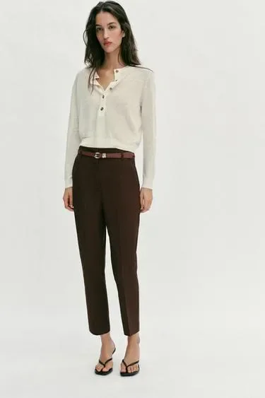 Zara Брюки с высокой посадкой и ремнем купить с доставкой.