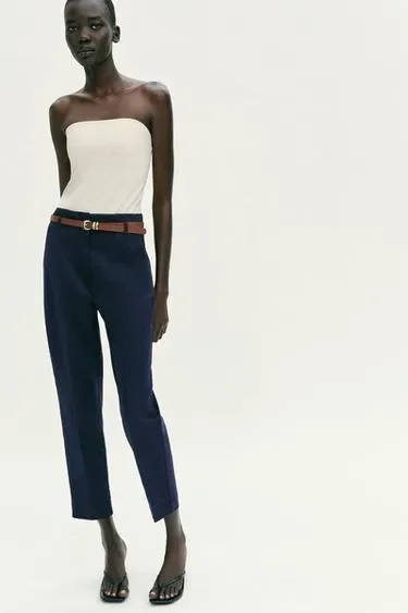 Zara Брюки с высокой посадкой и ремнем