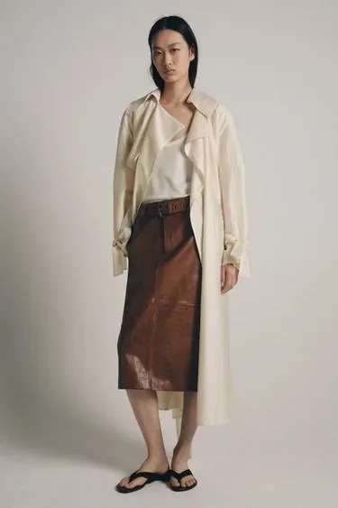 Zara Прямая кожаная юбка ZARA «ZW» лимитированная коллекция