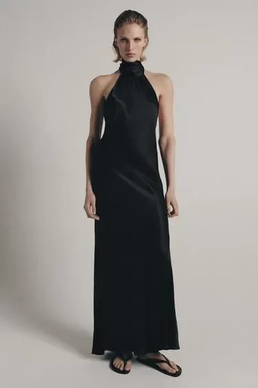 Атласное платье халтер — коллекция ZARA «ZW»
