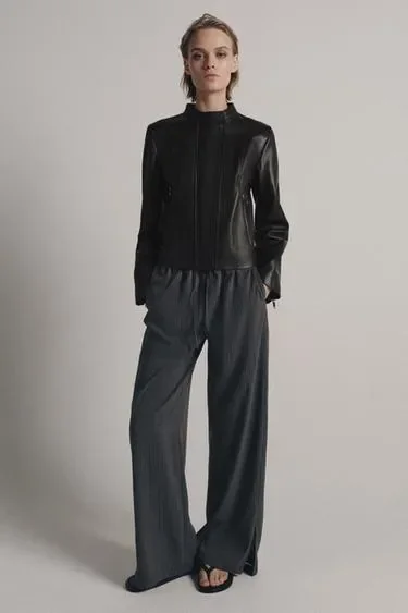 Zara Куртка из коллекции ZW лимитированная коллекция из 100% кожи