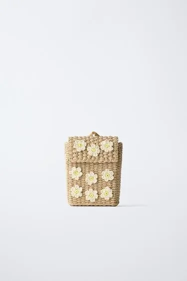 Zara Рюкзак из рафии с цветами