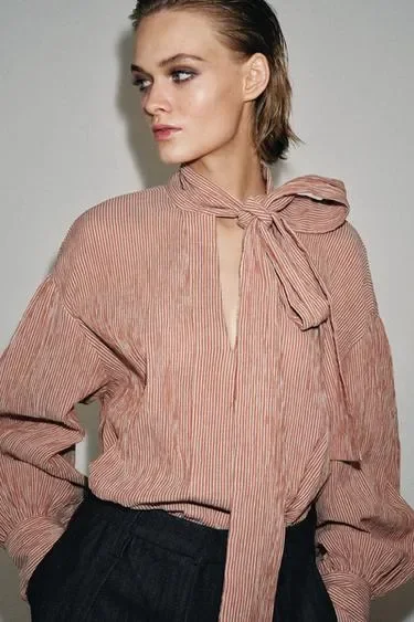 Рубашка в полоску с завязками — коллекция Zara «Zw»