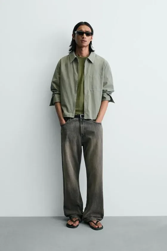 Zara Укороченная куртка-рубашка на молнии