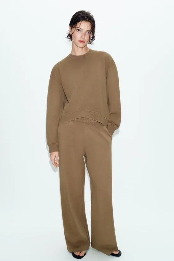Zara Широкие брюки с эффектом потертости