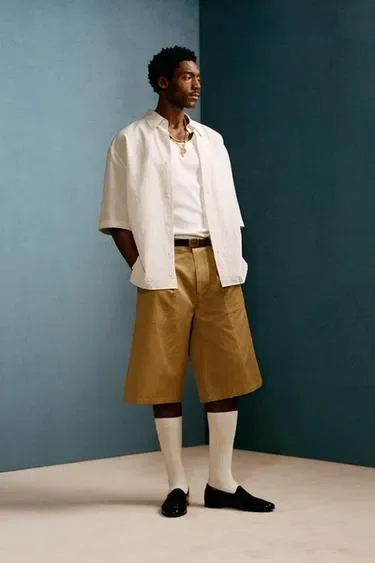 Широкие плиссированные бермуды willy chavarria x zara