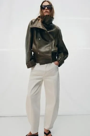 Zara Куртка оверсайз из кожи — коллекция ZARA «ZW» лимитированная серия
