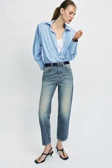 Zara Укороченные джинсы Z1975  со средней посадкой купить с доставкой.