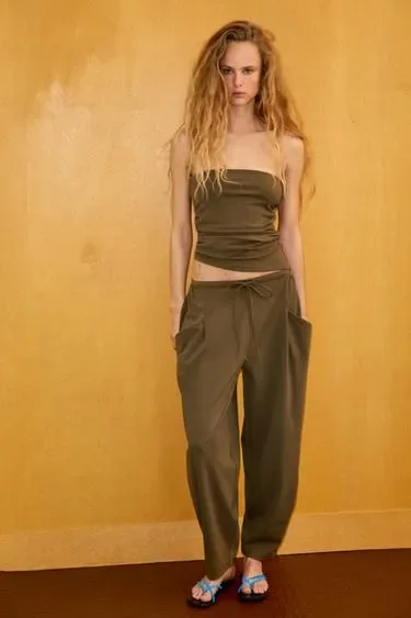 Zara Топ бандо драпированный текстурный