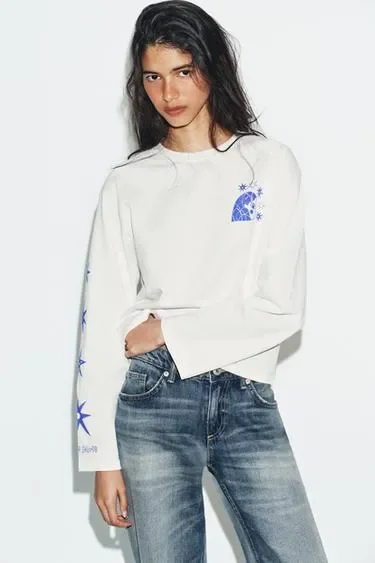 Zara Футболка с длинными рукавами с принтом AGUSTINA SHUAN