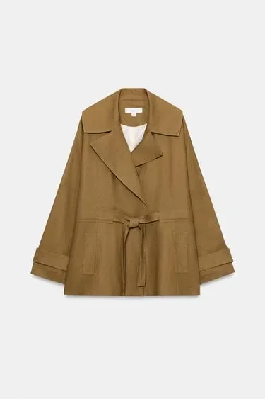 Zara Тренч из льна с ремнем