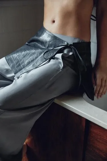 Zara Юбка-ремень из 100% натуральной кожи с тиснением
