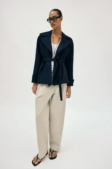 Zara Тренч из льна с ремнем