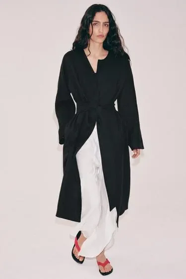 Zara Пальто из льна с поясом — коллекция ZARA «ZW»