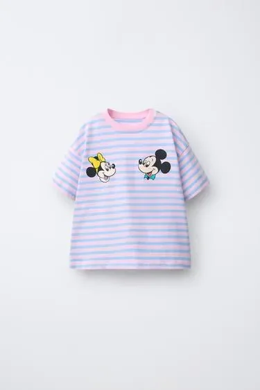 Футболка в полоску с принтом «микки и минни маус» © Disney