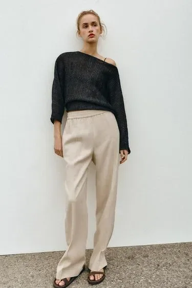 Zara Сандалии из замши на плоской подошве