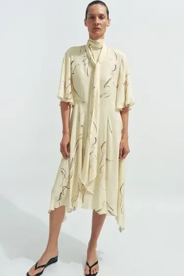 Платье с принтом и завязками — коллекция ZARA «ZW»