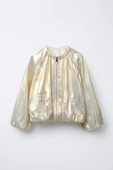 Zara Бомбер с эффектом металлик купить с доставкой.