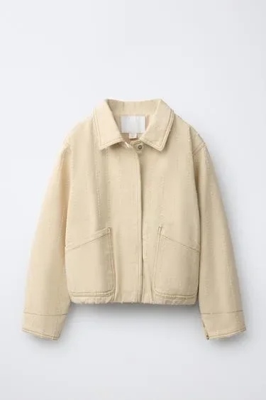 Zara Куртка из саржи с необработанными кромками