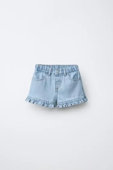 Zara Джинсовые шорты с воланами