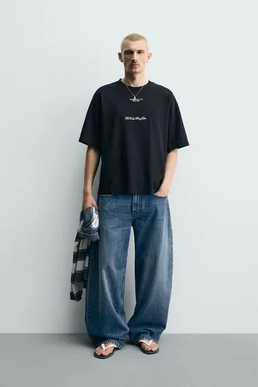 Zara Толстовка с коротким рукавом и надписями