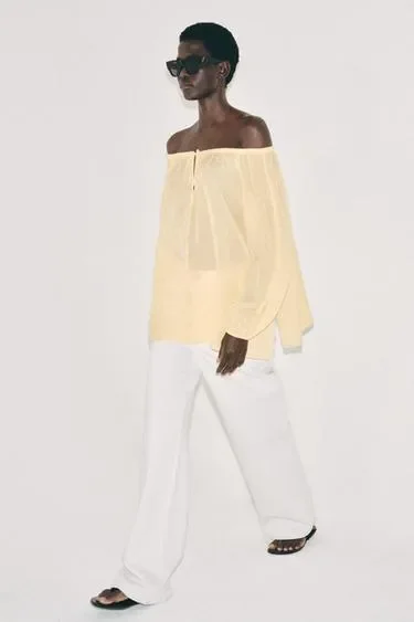 Блуза из льна — коллекция ZARA «ZW» купить с доставкой.