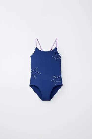 Zara 6-14 лет/ купальник со звездами