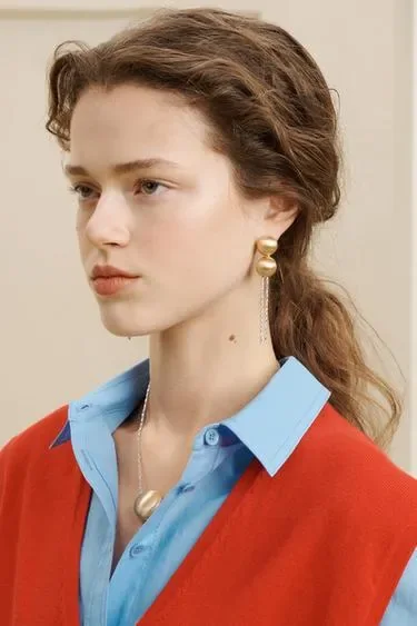 Серьги круглые с цепями