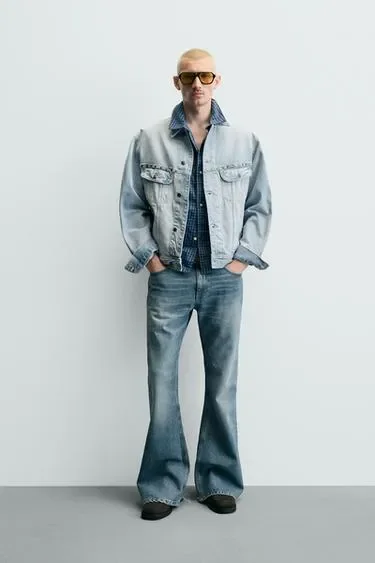 Zara Джинсовая куртка свободного кроя с металлическими заклепками