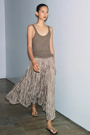 Zara Длинная плиссированная юбка — коллекция ZARA «ZW» купить с доставкой.